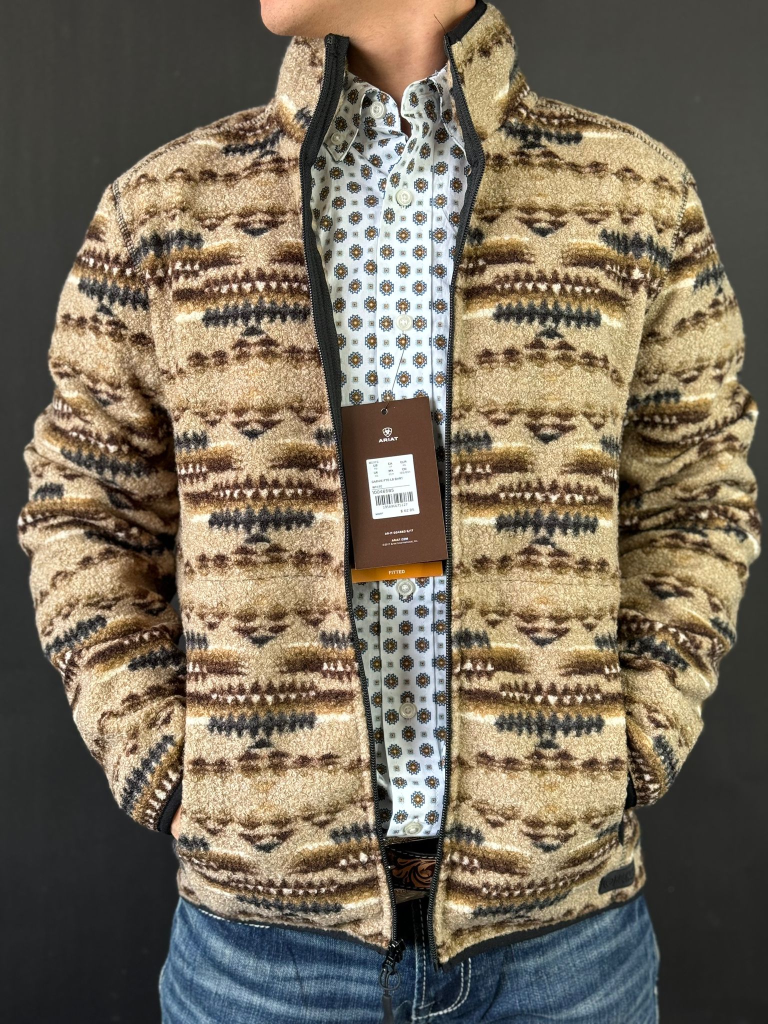 ROCK & ROLL BROWN AZTEC FULL ZIP JACKET