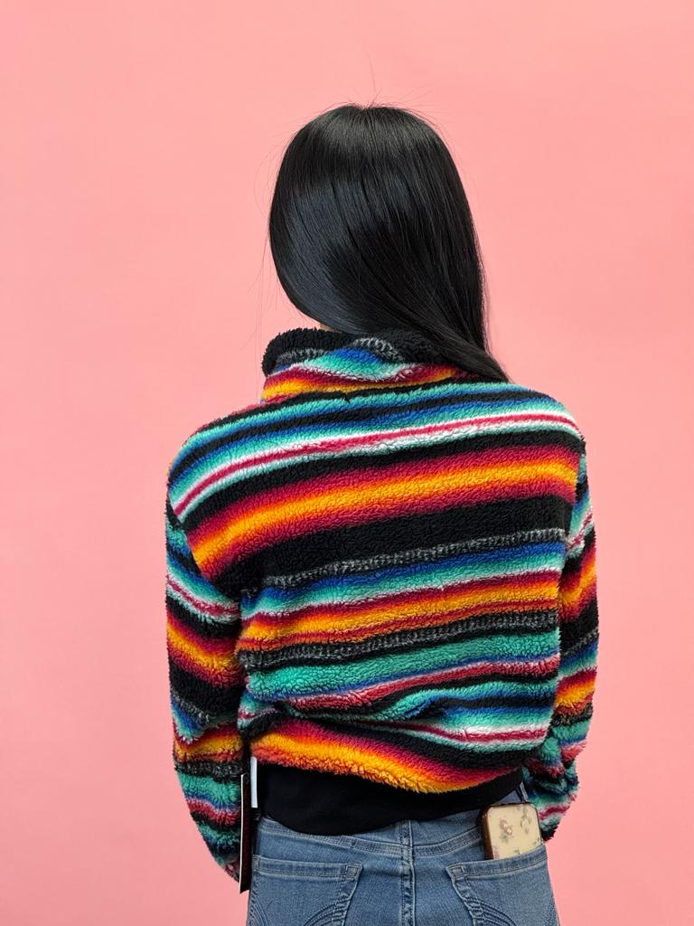 Rock&Roll Womens Multi Stripe All Over Print Pullover