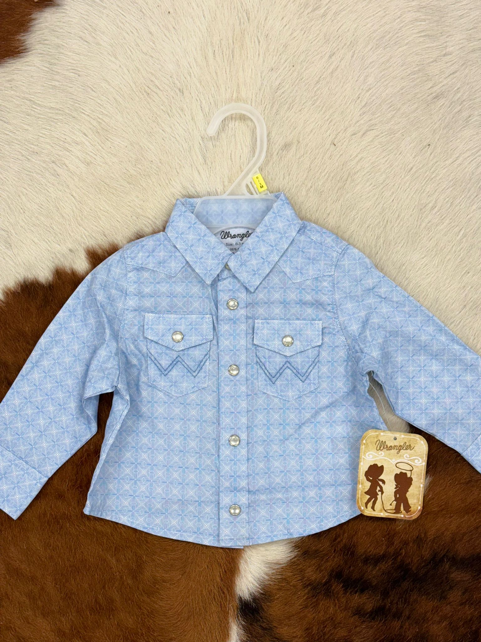 WRANGLER PLAID BABY BLUE PRINT LONG SLEEVE