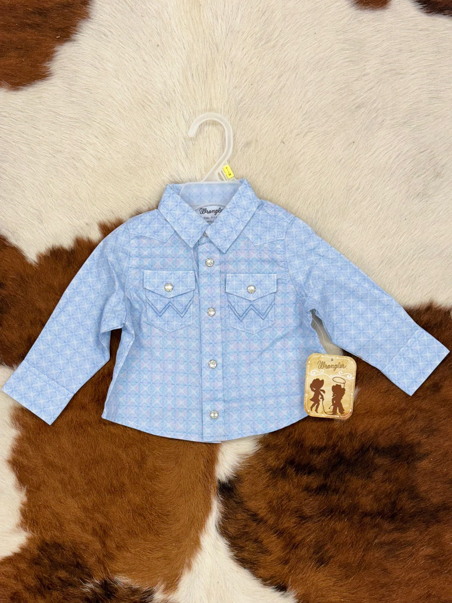 WRANGLER PLAID BABY BLUE PRINT LONG SLEEVE