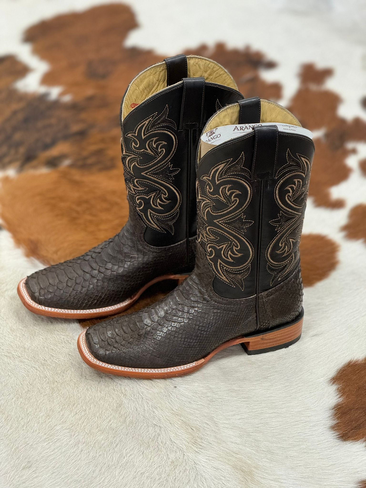 ARANGO BOOTS NOBUCK TOBACCO PYTHON