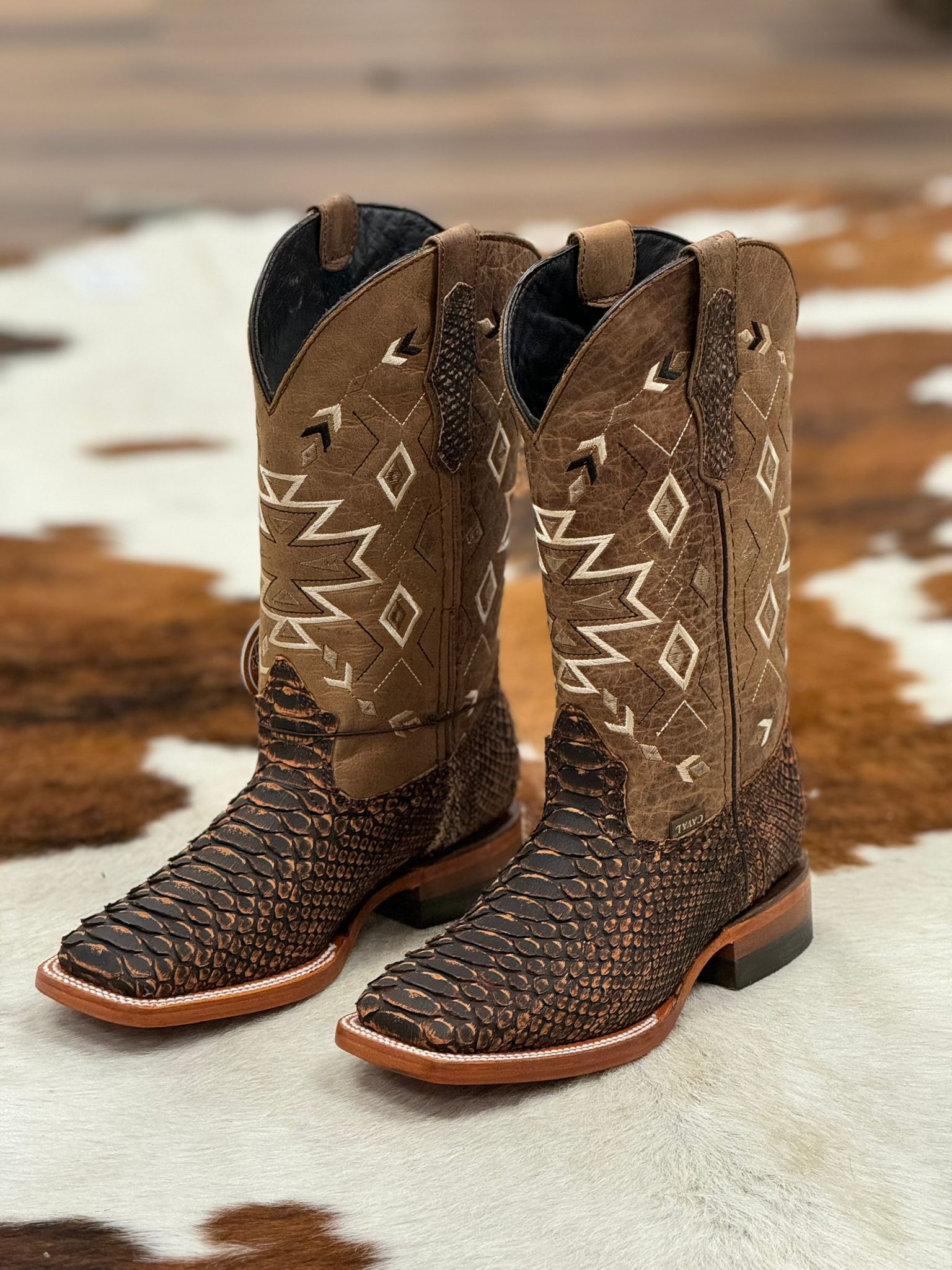 CAVAL PYTHON NOBUCK COGNAC BOOTS