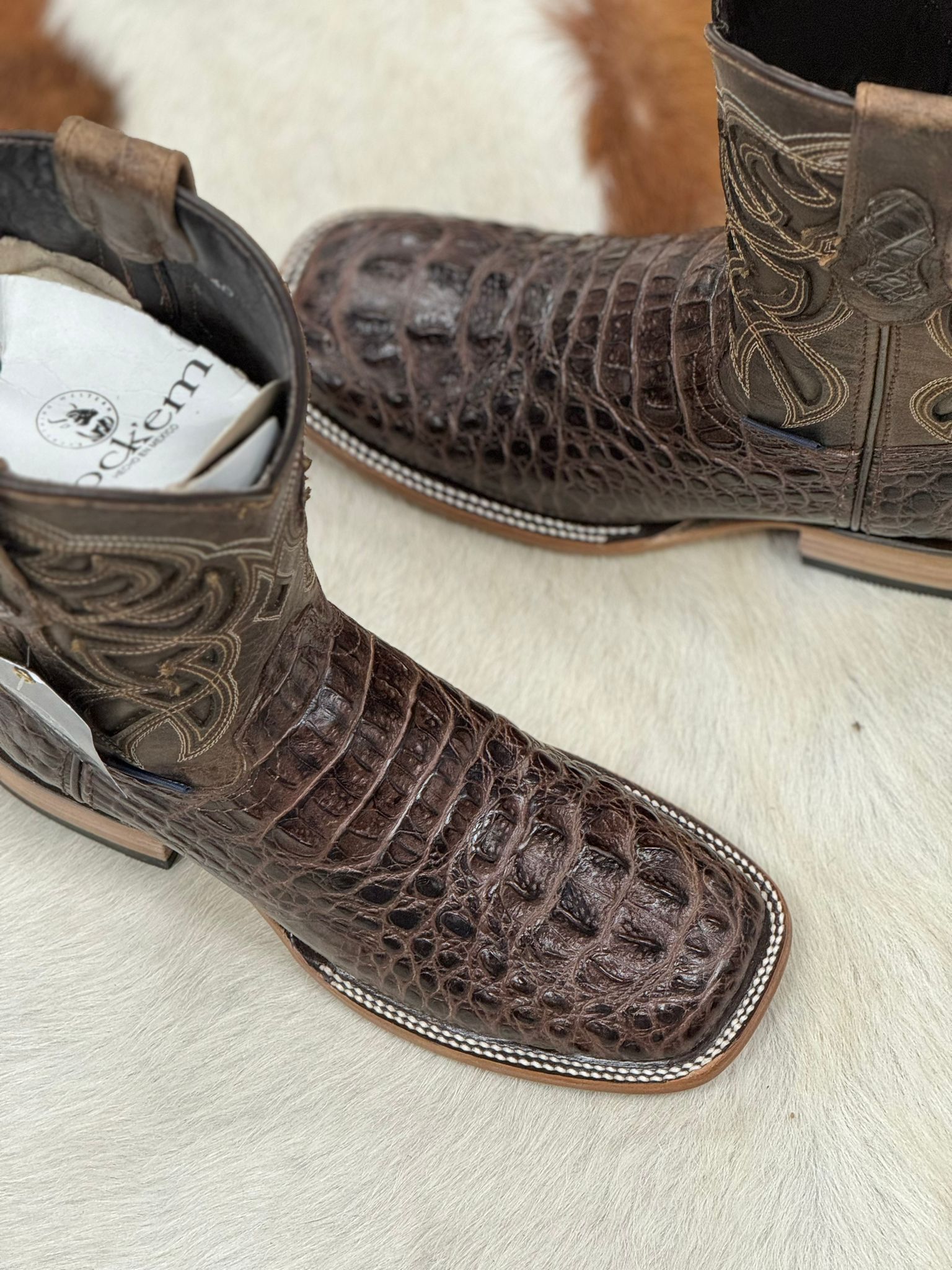 MENS FUSCUS CAIMAN CAFE BOOT SQUARE