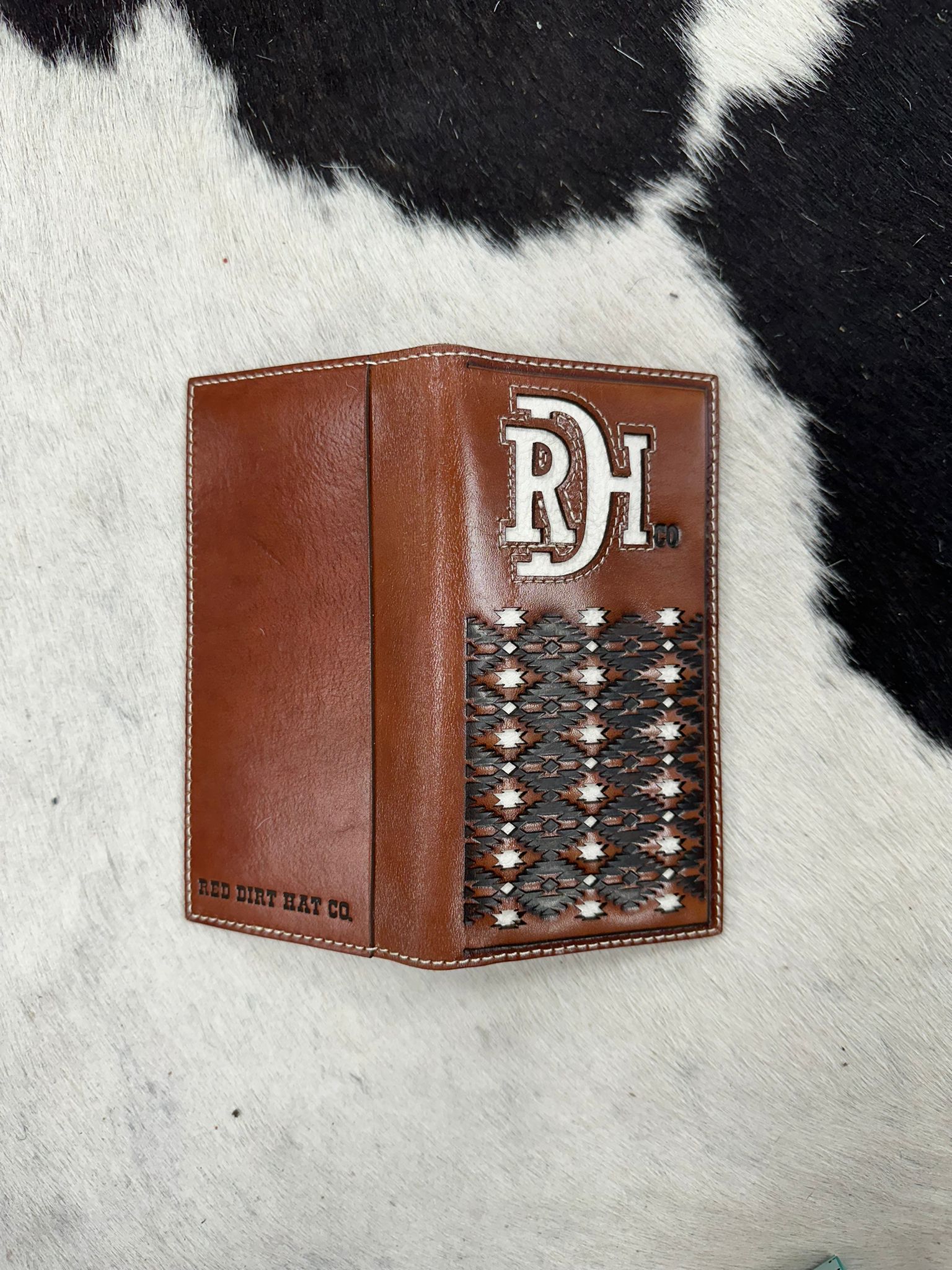 RED DIRT WALLET GENUINE LEATHER IVORY INLAY BROWN