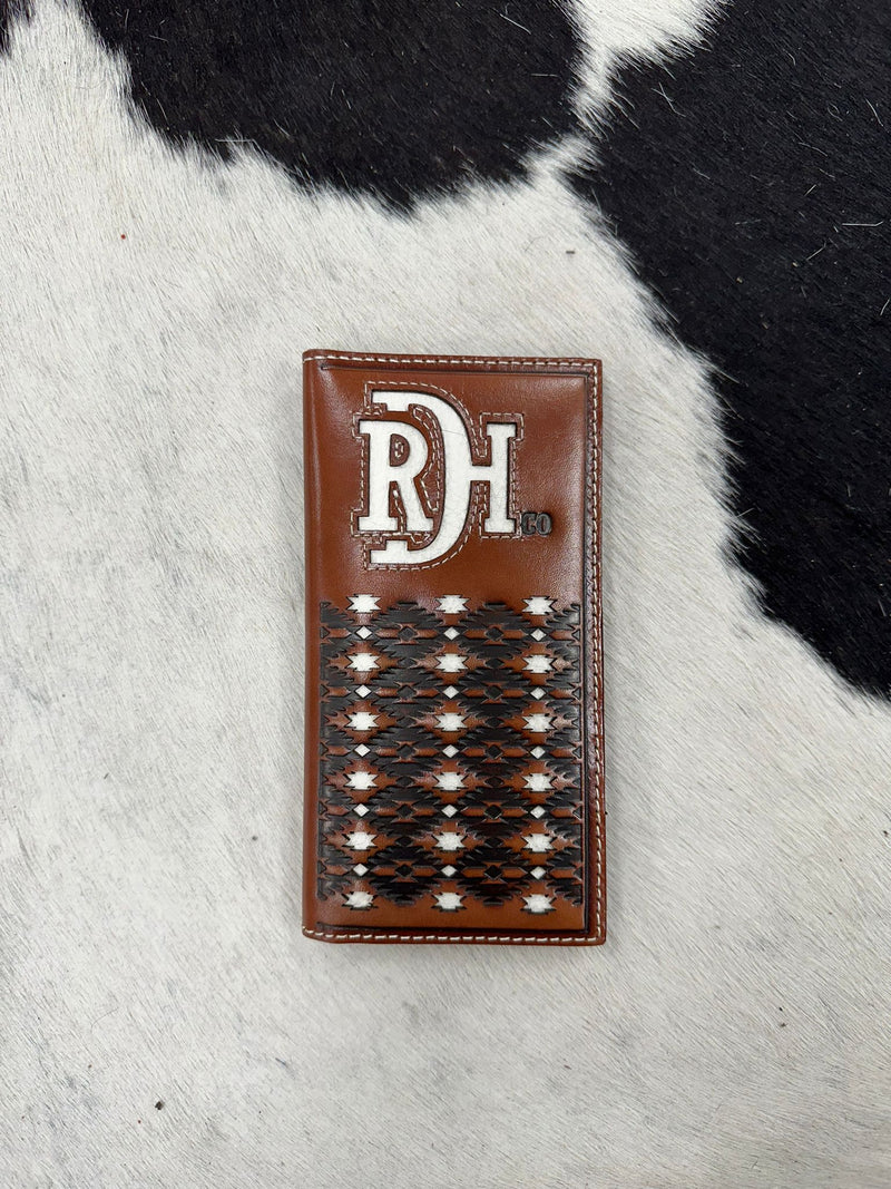 RED DIRT WALLET GENUINE LEATHER IVORY INLAY BROWN