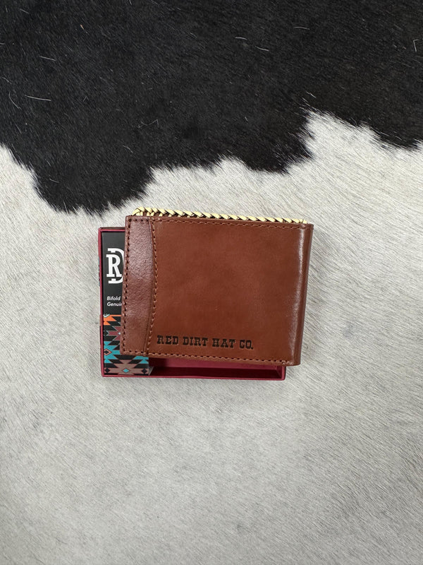 RED DIRT BIFOLD WALLET GENUINE LEATHER WASHED EDGE