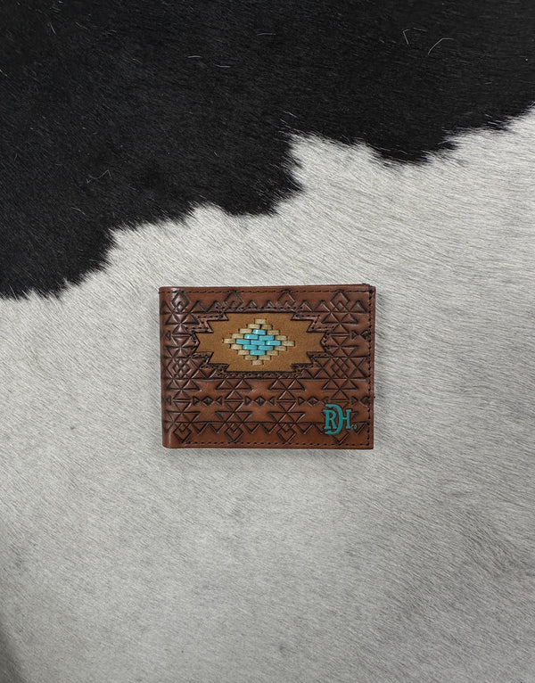 RED DIRT BIFOLD WALLET GENUINE LEATHER BROWN/BLUE