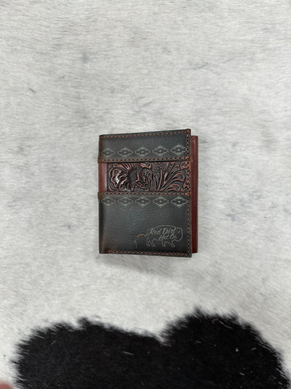 RED DIRT BIFOLD WALLET GENUINE LEATHER BROWN/GREEN