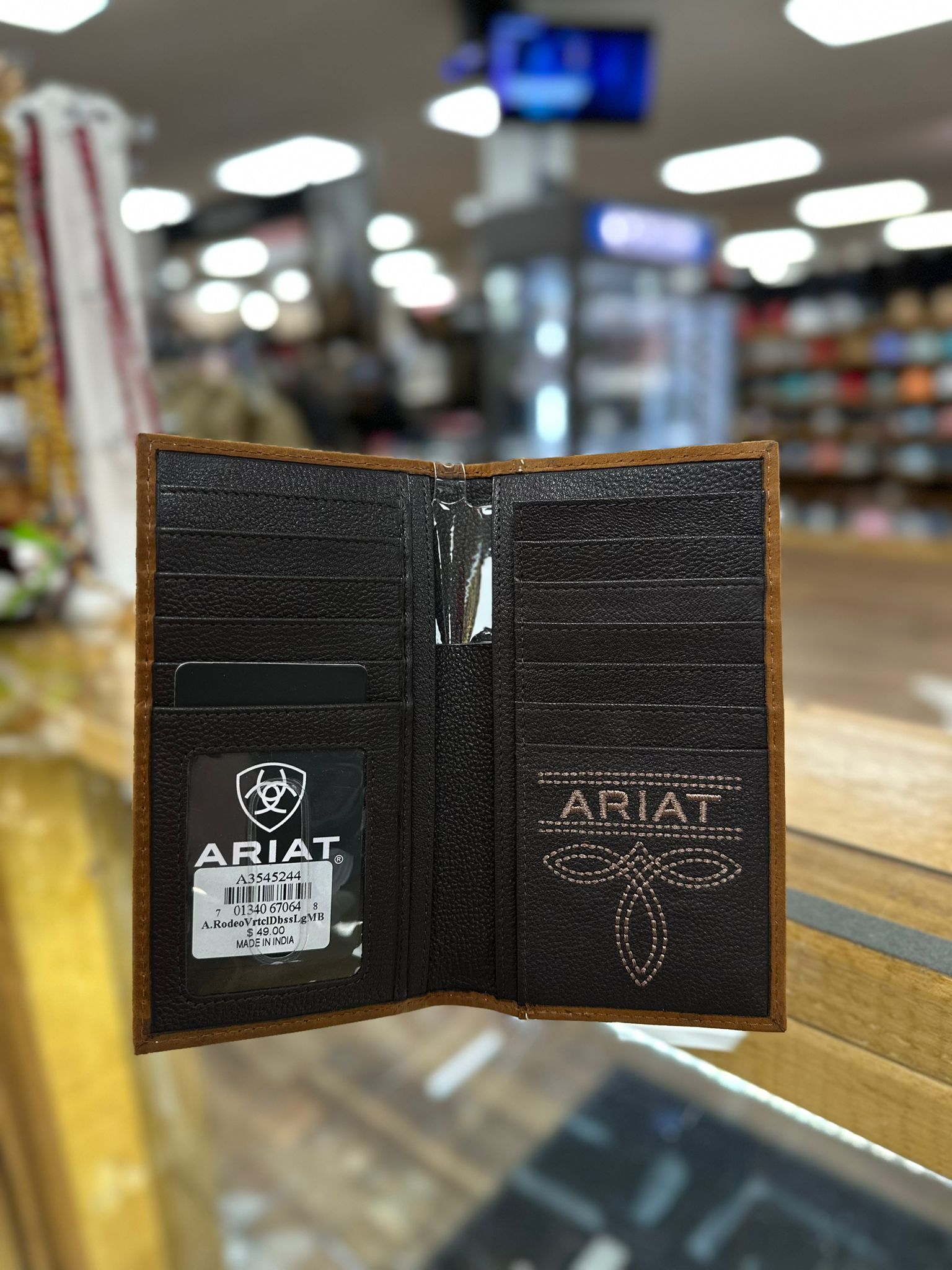 ARIAT RODEO WALLET CHECKBOOK COVER BROWN