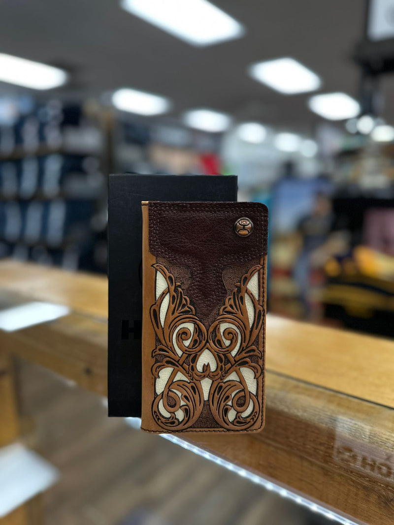 HOOEY PATCHWORK RODEO WALLET WITH IVORY LEATHER INLAY