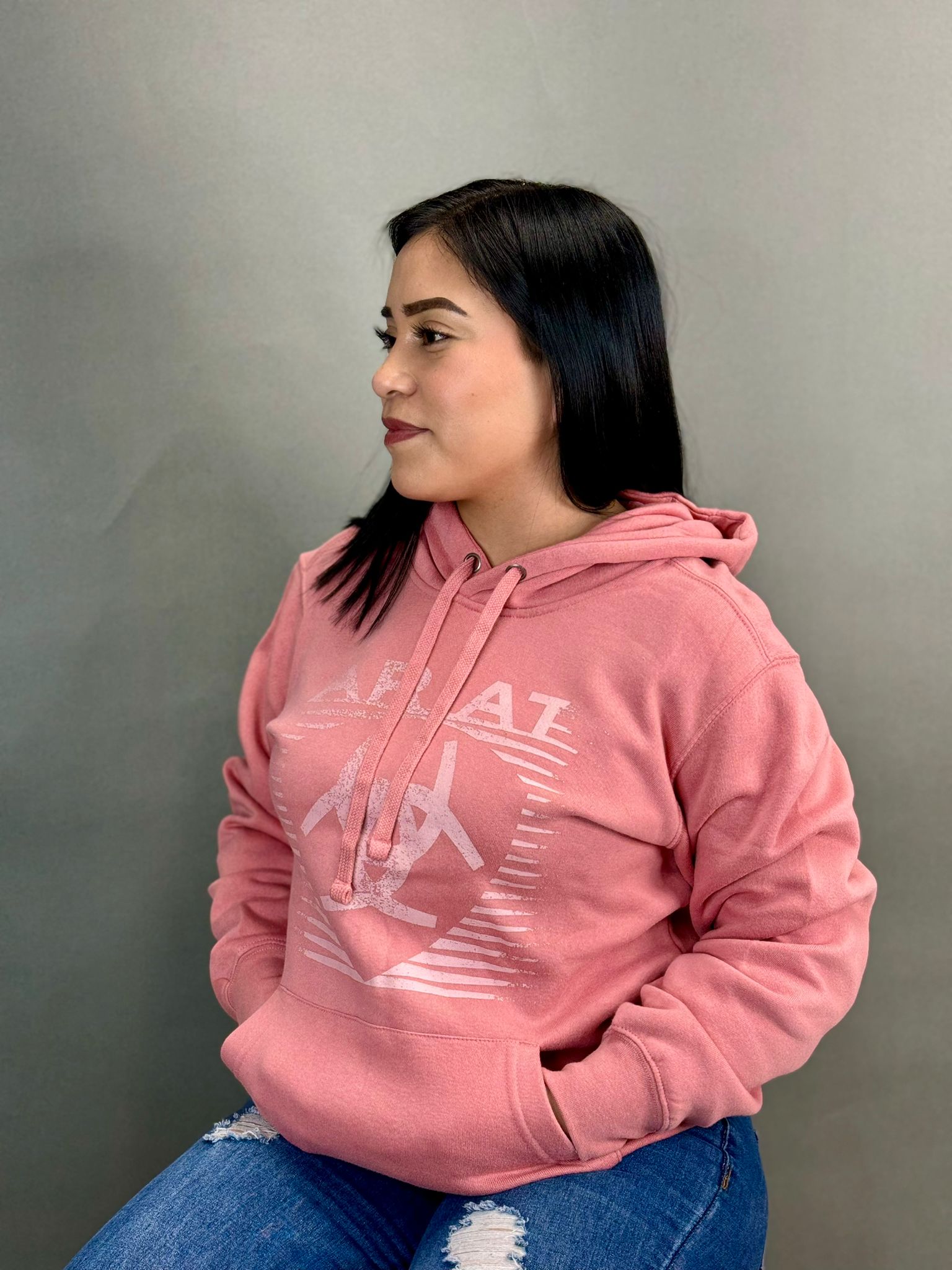 ARIAT REAL FADING LINES HOODIE DUSTY ROSE-6450