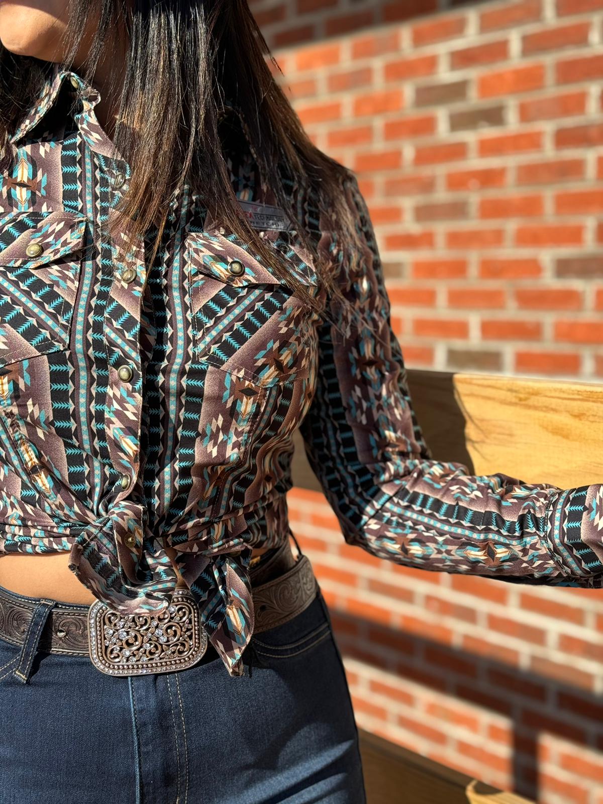 CAMISA MUJERES ROCK&amp;ROLL BROWN ROJO