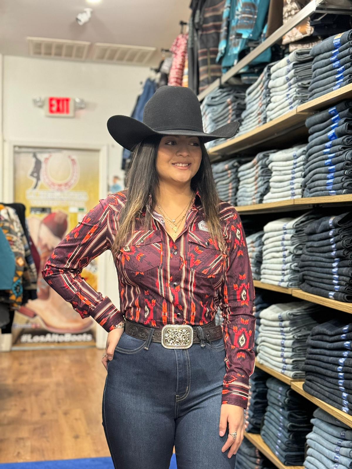 CAMISA MUJERES ROCK&amp;ROLL BROWN ROJO