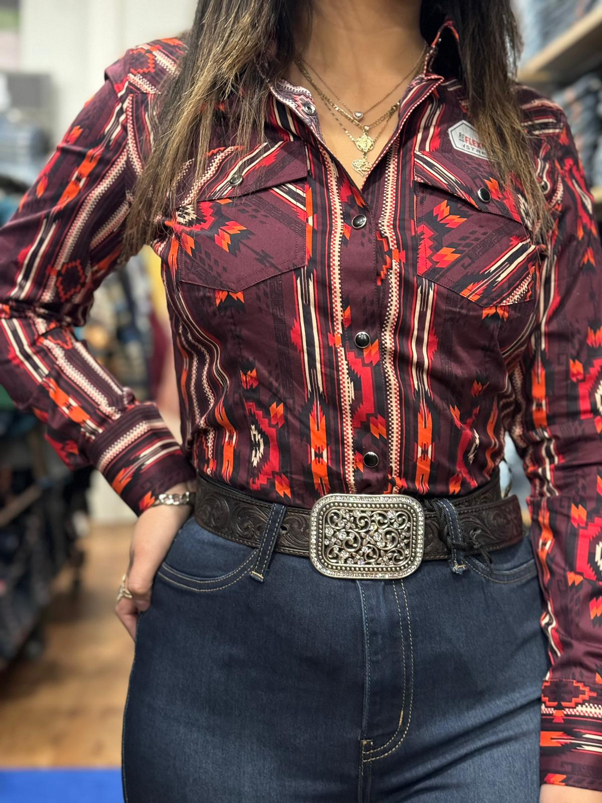 CAMISA MUJERES ROCK&amp;ROLL BROWN ROJO