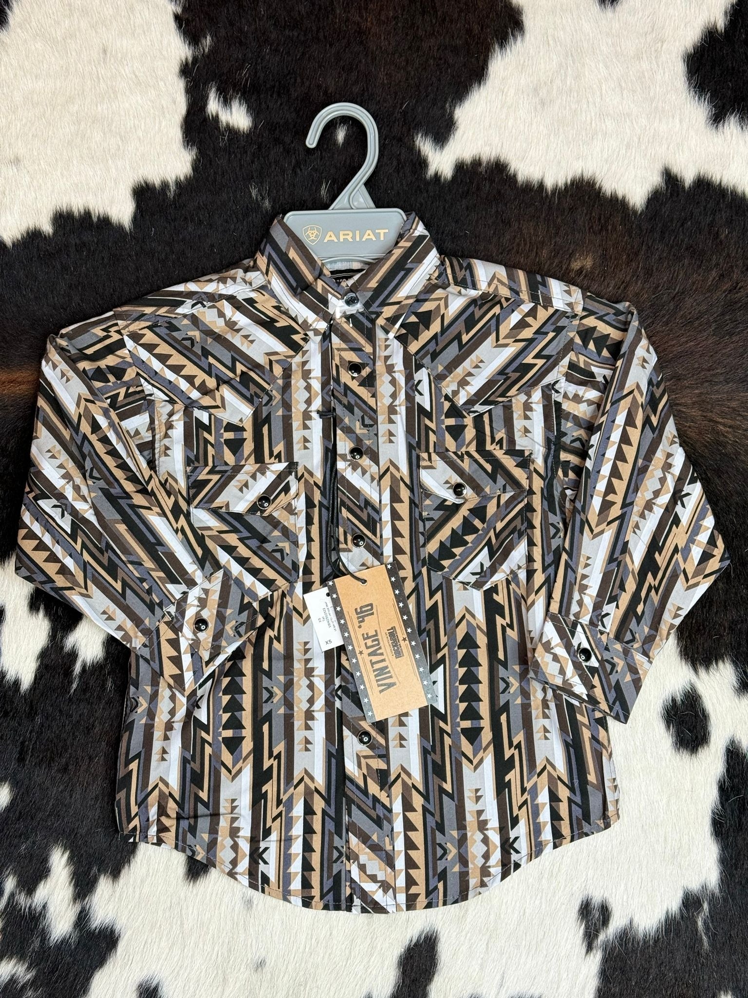 ROCK&ROLL BOYS TAN AZTEC VINTAGE SNAP LONG SLEEVE