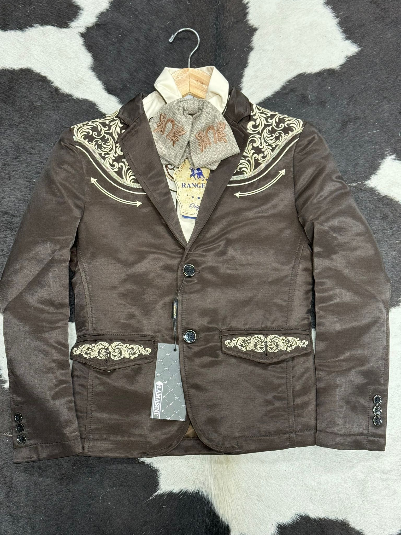 BOYS BROWN EMBROIDERED BORDADO BLAZER