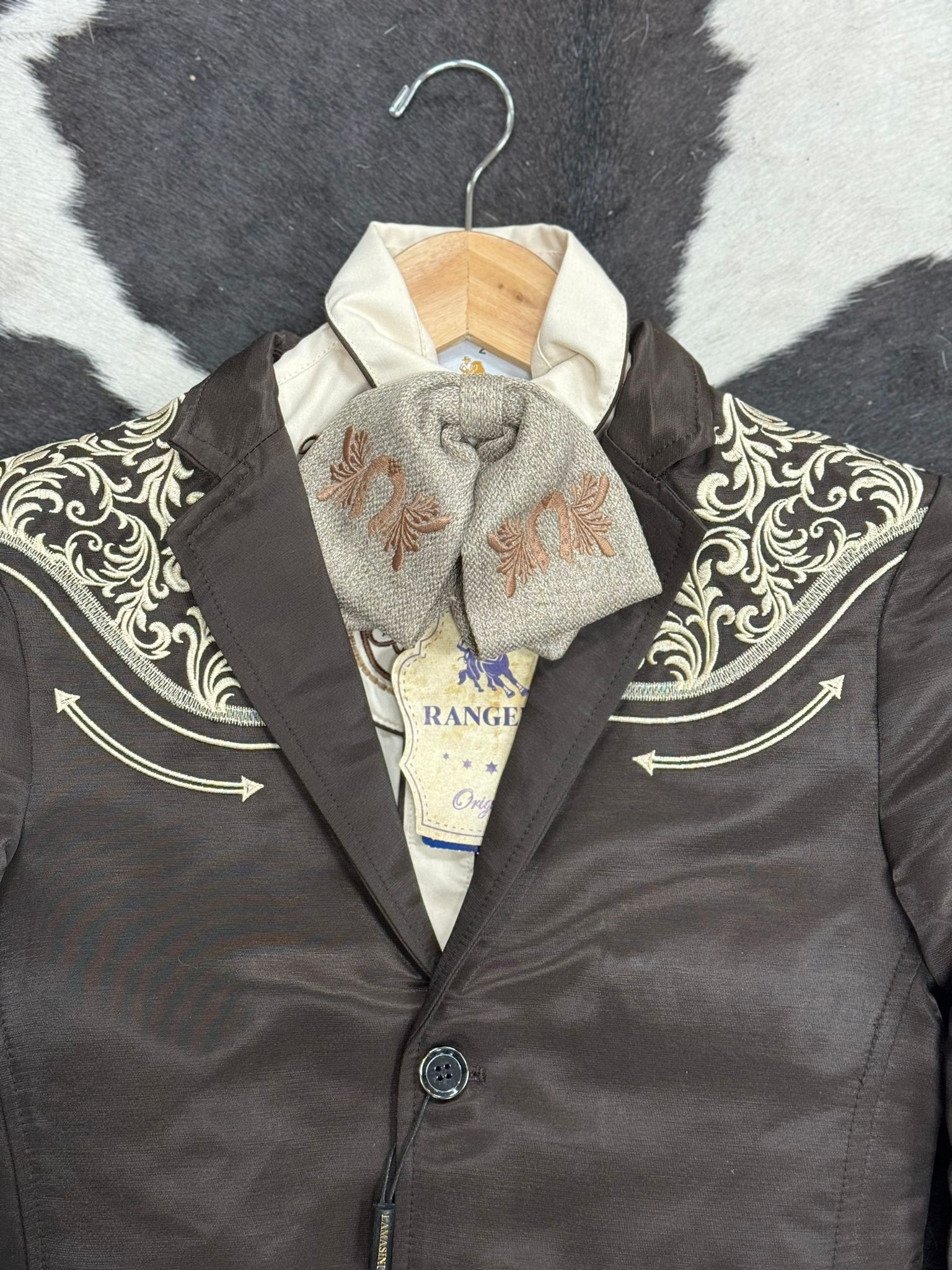 BOYS BROWN EMBROIDERED BORDADO BLAZER