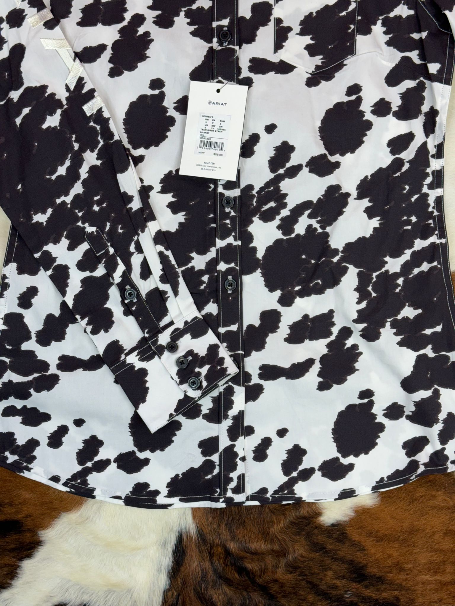 Women Ariat Team Kirby Long Sleeve Cow Print