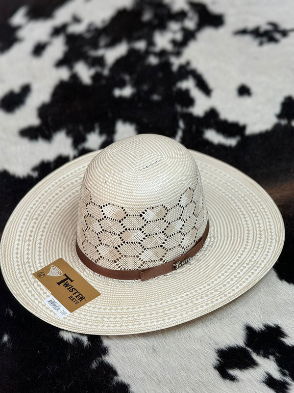 TWISTER STRAW HAT OPEN CROWN TWO TONE STYLE 2