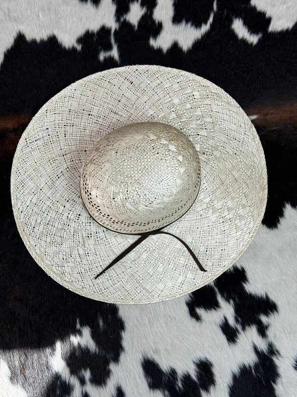 MENS STRAW HAT TWO TONE OPEN CROWN STYLE