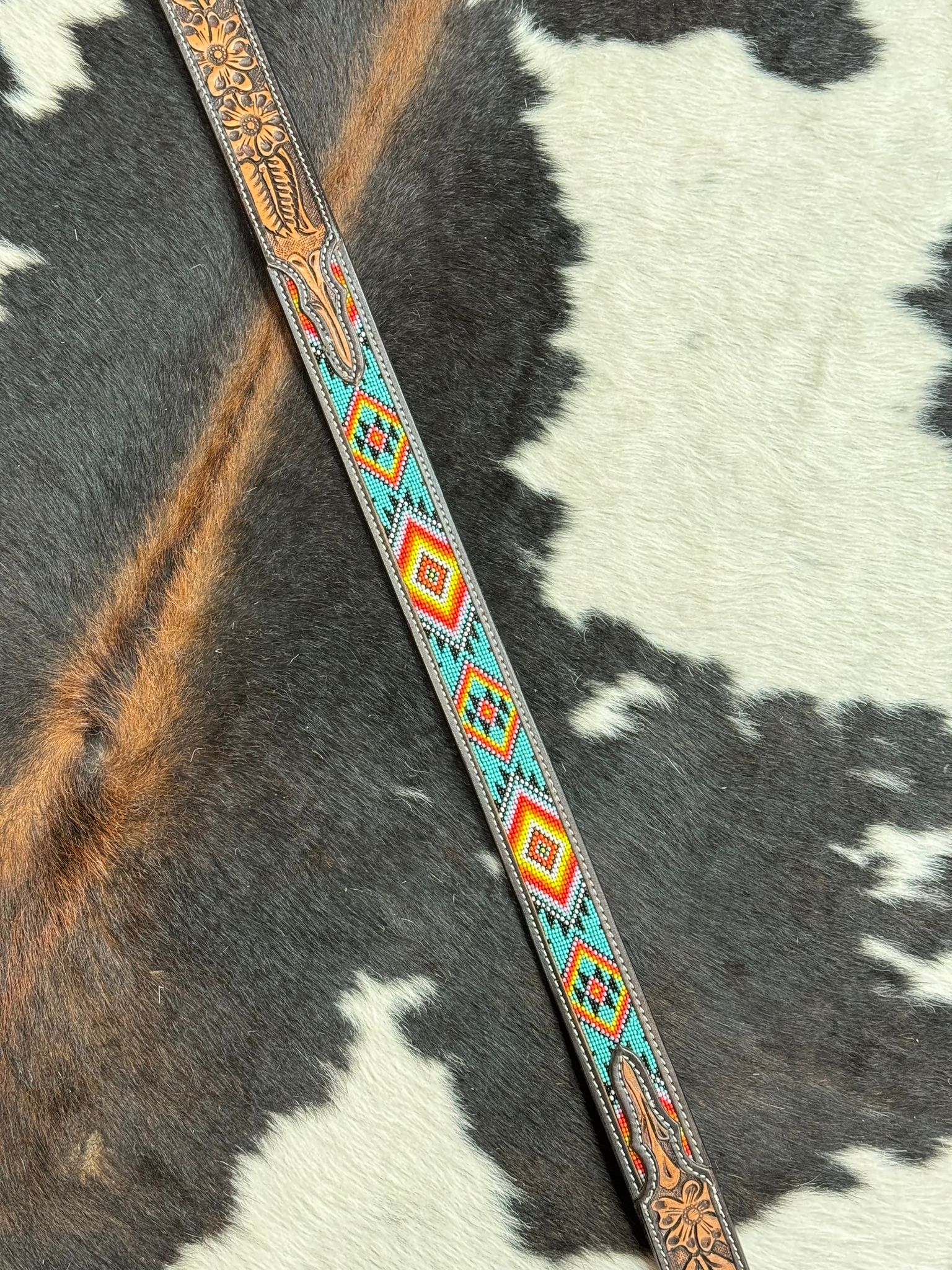 CINTURÓN TOOLED TURQUOISE BEADED WESTERN STYLE