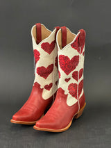 TWISTED X BOOTS RED HEART ROSES WHITE TUBE