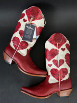 TWISTED X BOOTS RED HEART ROSES WHITE TUBE