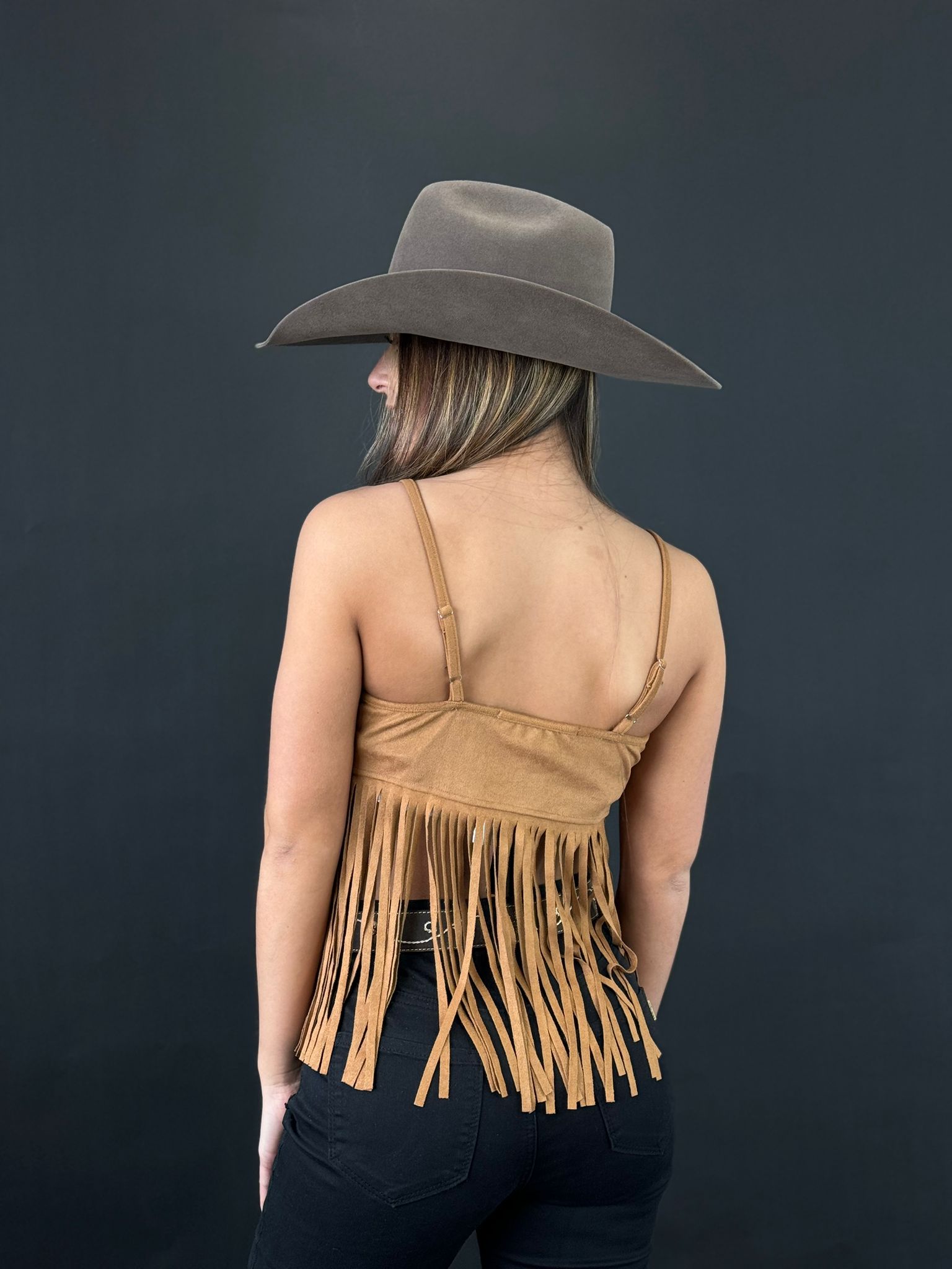 LUCKY & BLESSED BUTTERSCOTCH SILVER BUTTON BOTTOM FRINGE