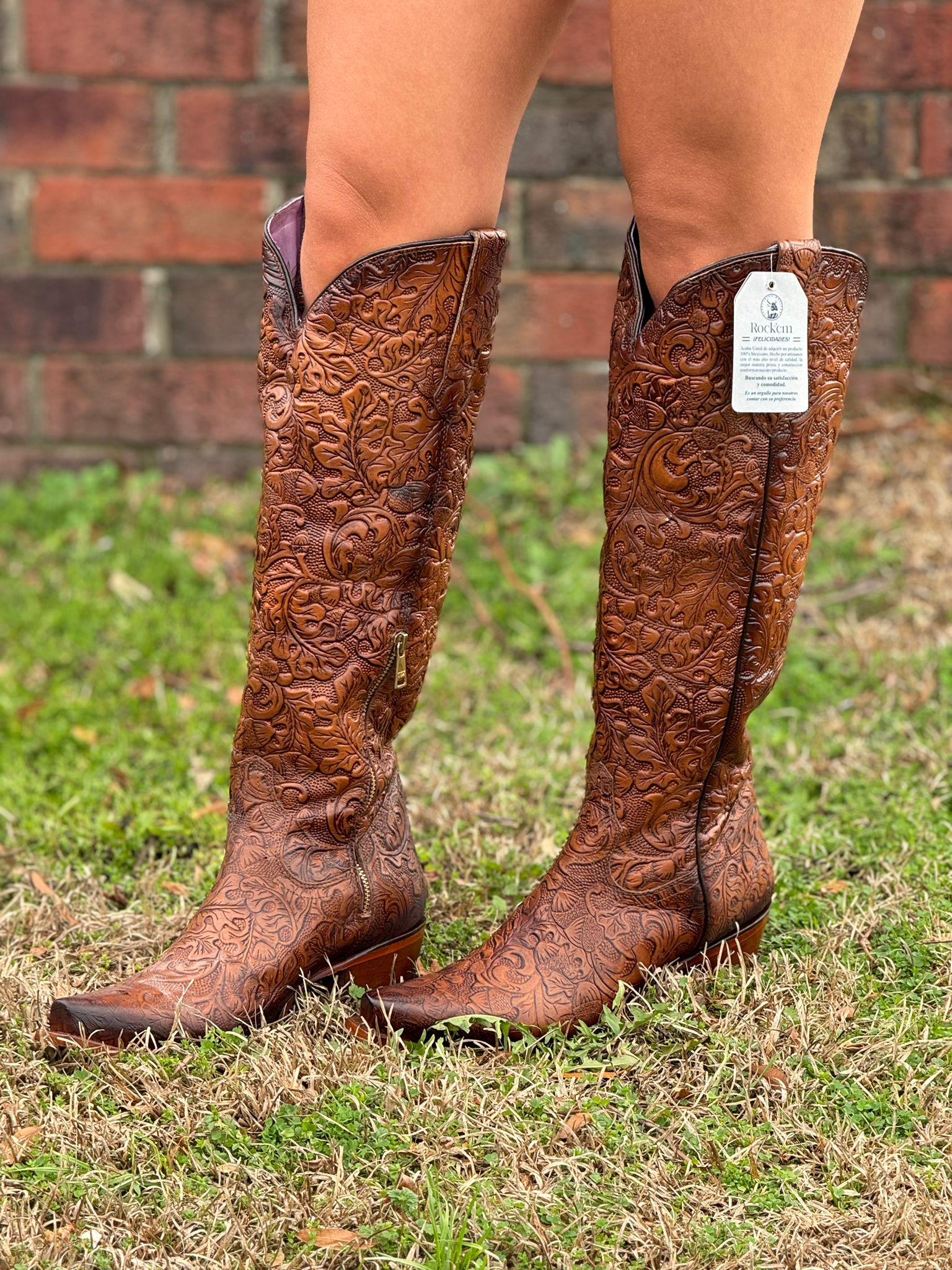 ROCK'EM HAND TOOLED SHEDRON TALL BOOT POINT TOE