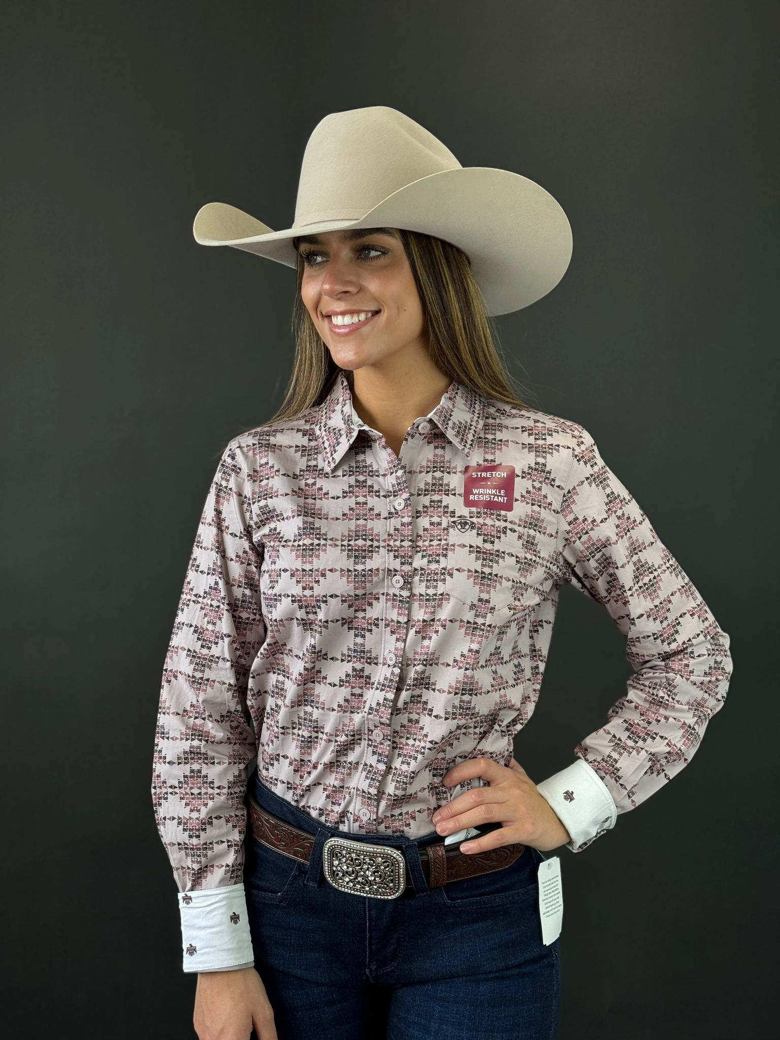 Women Ariat Kirby Long Sleeve Starlight Print Careys Pink