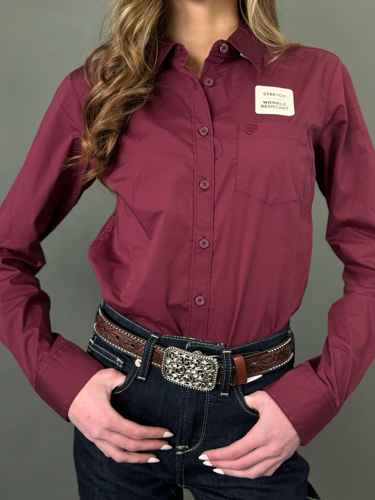 Women Ariat Kirby Long Sleeve SOLID BURGUNDY