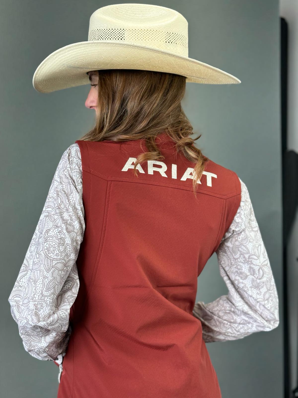 WOMEN'S ARIAT NEW TEAM SOFTSHELL VEST FIRED BRICK