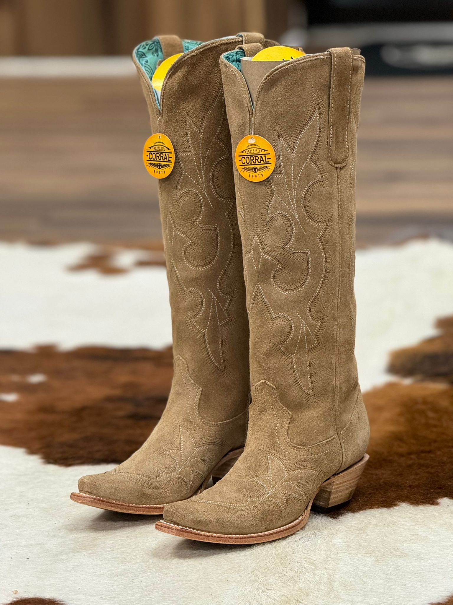 CORRAL TALL BOOT SAND SUEDE EMBROIDERY