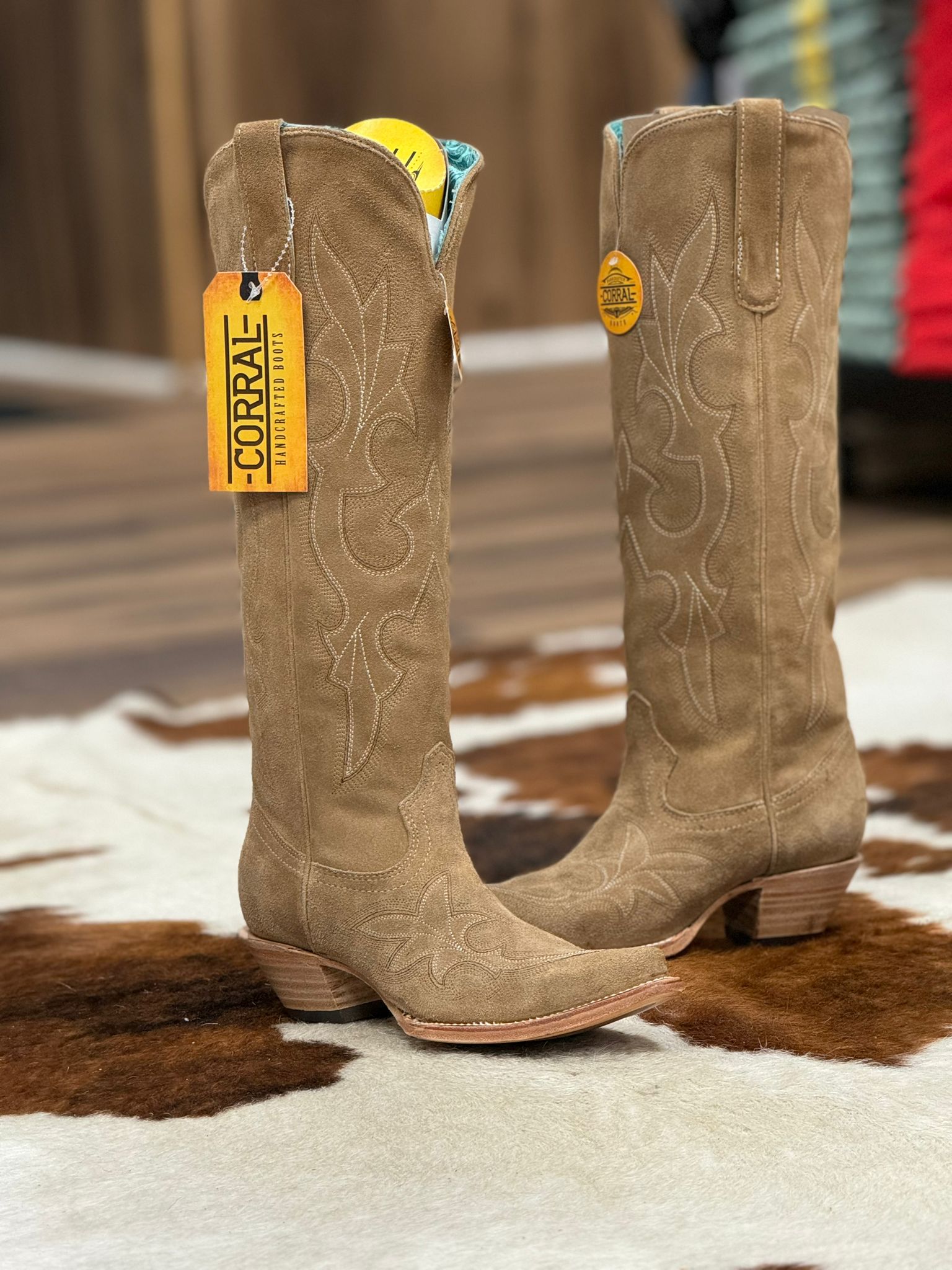 CORRAL TALL BOOT SAND SUEDE EMBROIDERY