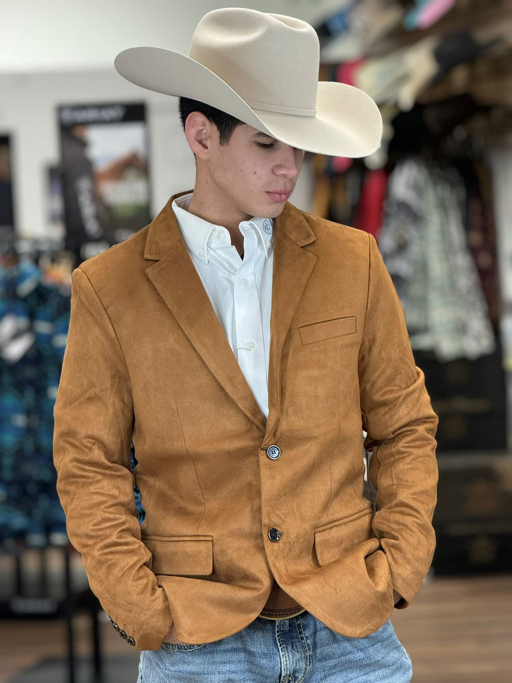 Camel suede outlet blazer