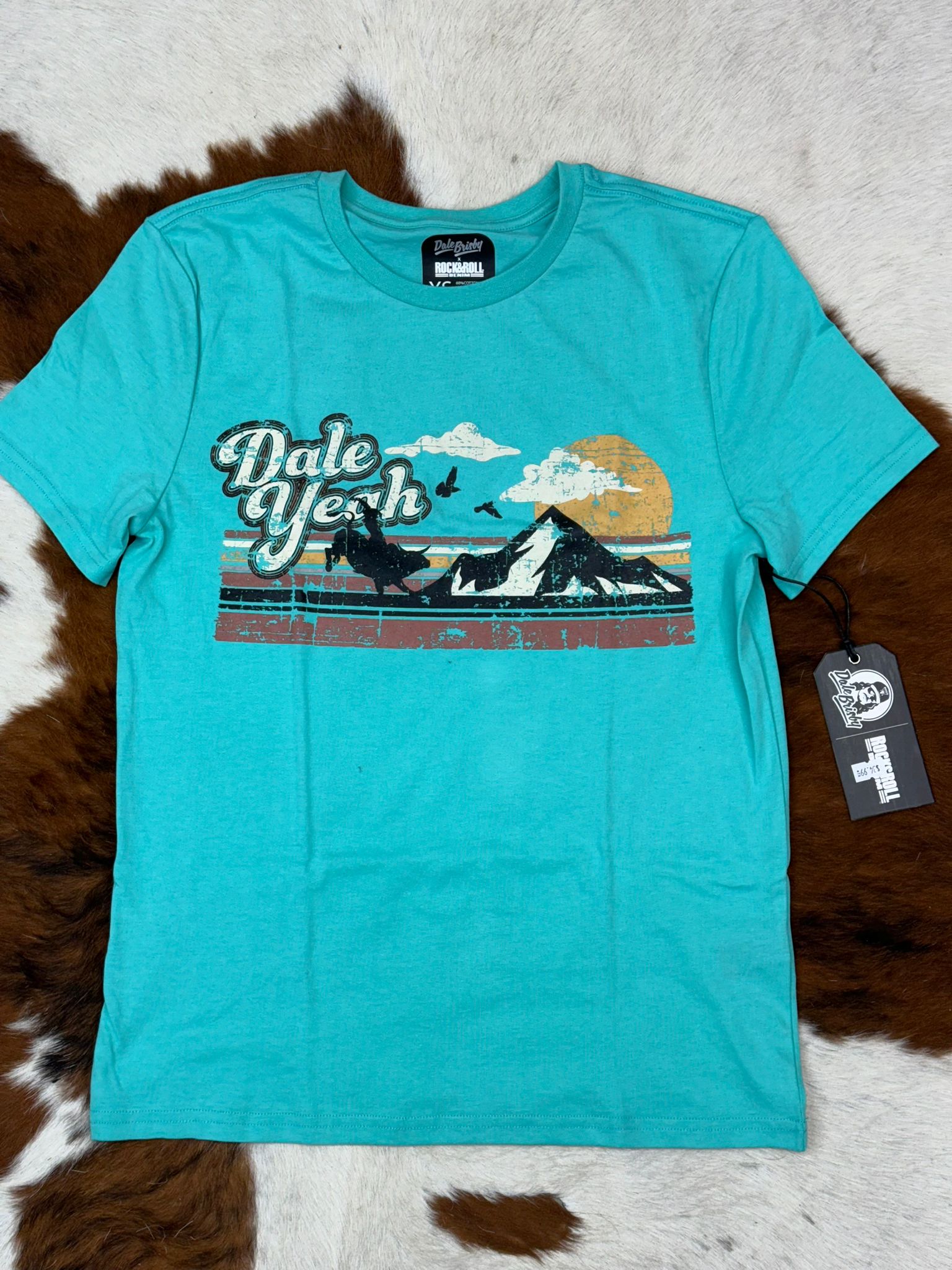 DALE BRISBY X ROCK&ROLL GRAPHIC TEE WESTERN MOUNTAIN TURQUOISE SHORT SLEEVE T-SHIRT