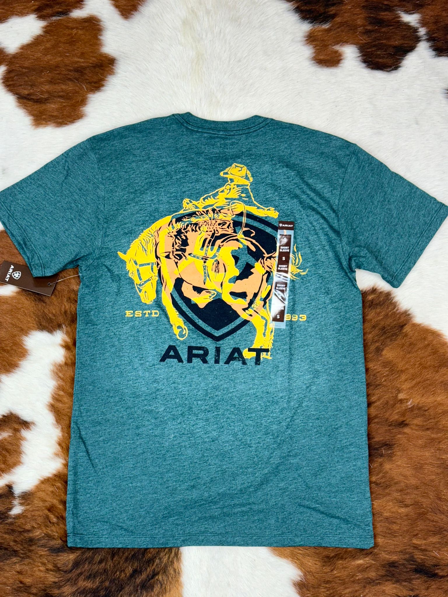 ARIAT ABILENE SHIELD SHORT SLEEVE DARK TEAL HEATHER T-SHIRT