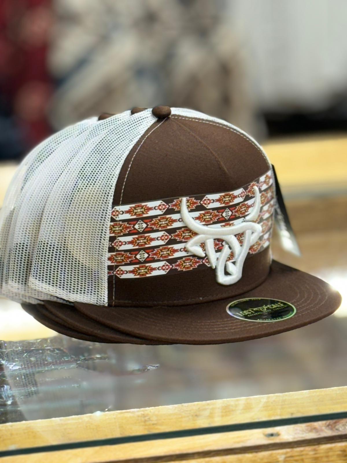 LOST CALF CAP BROWN WITH WHITE AZTEC BORDER