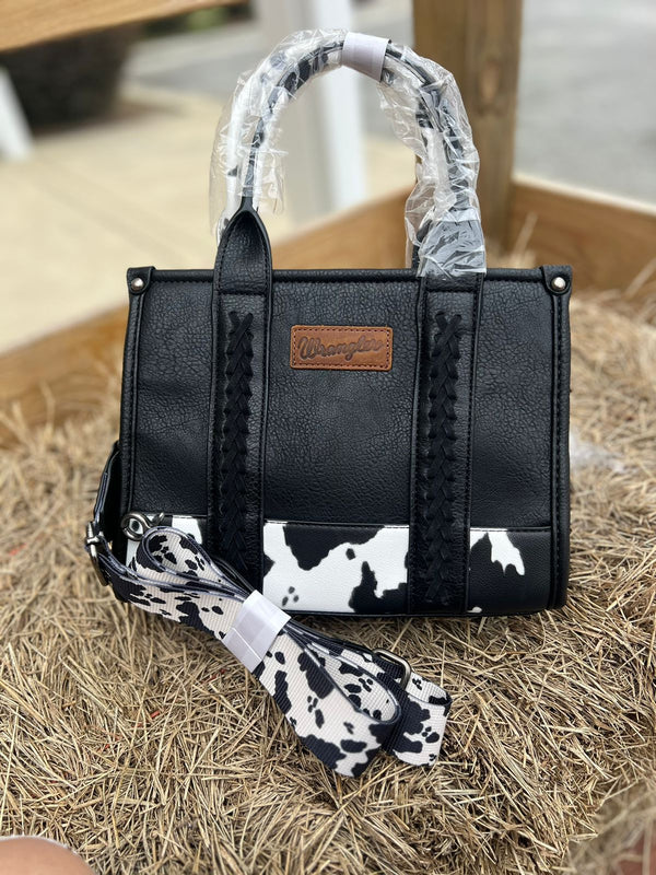 WRANGLER BLACK COW PRINT WOMEN'S HAND BAG
