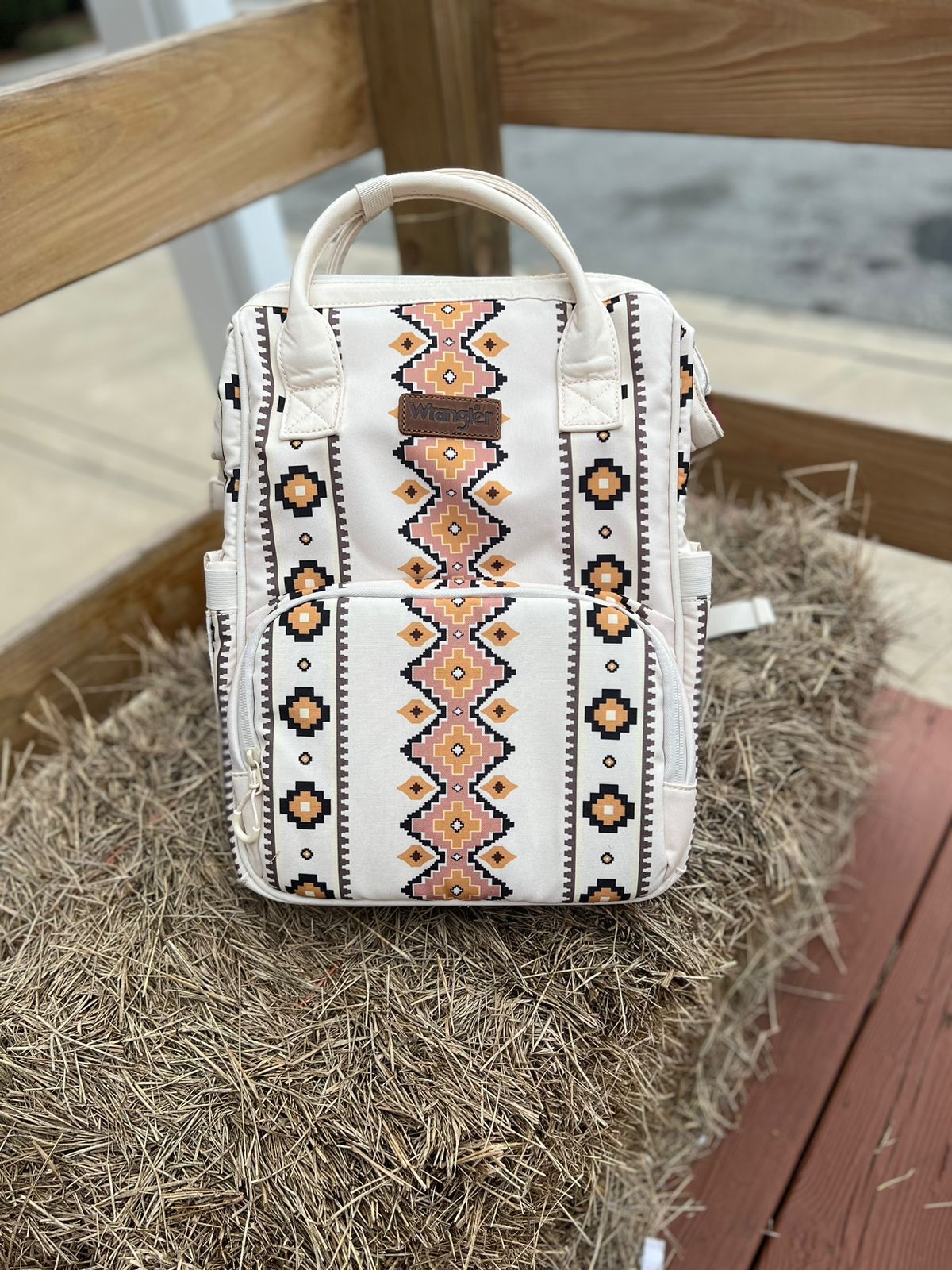 WRANGLER WHITE ORANGE MULTI AZTEC WOMEN'S HANDBAG