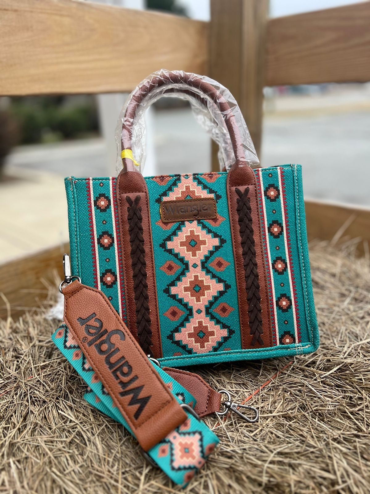 WRANGLER TEAL MULTI COLOR AZTEC WOMEN'S HANDBAG