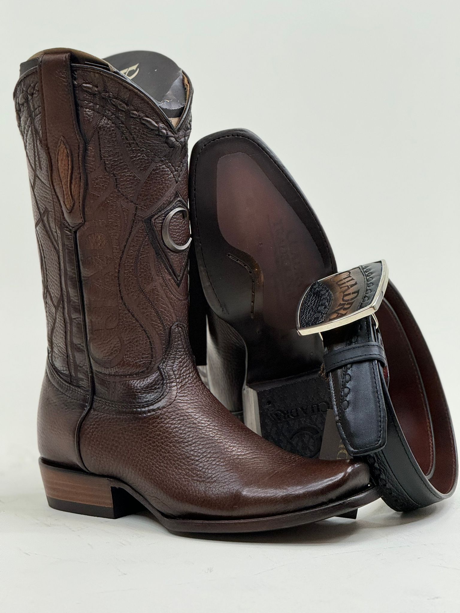 CUADRA BOOTS DEER VENADO BROWN ITALIANO SEMI SQUARE TOE