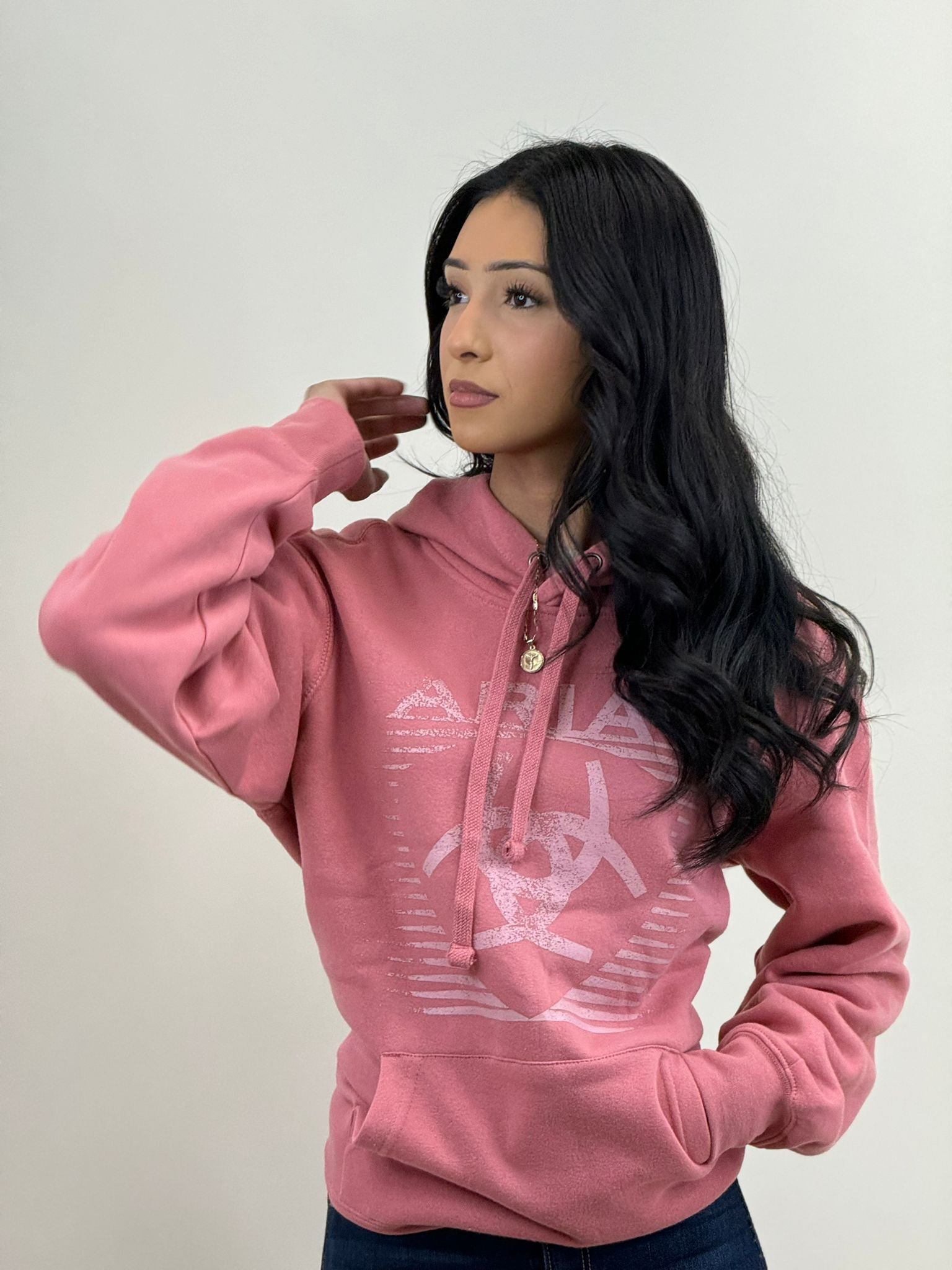 ARIAT REAL FADING LINES HOODIE DUSTY ROSE-6450