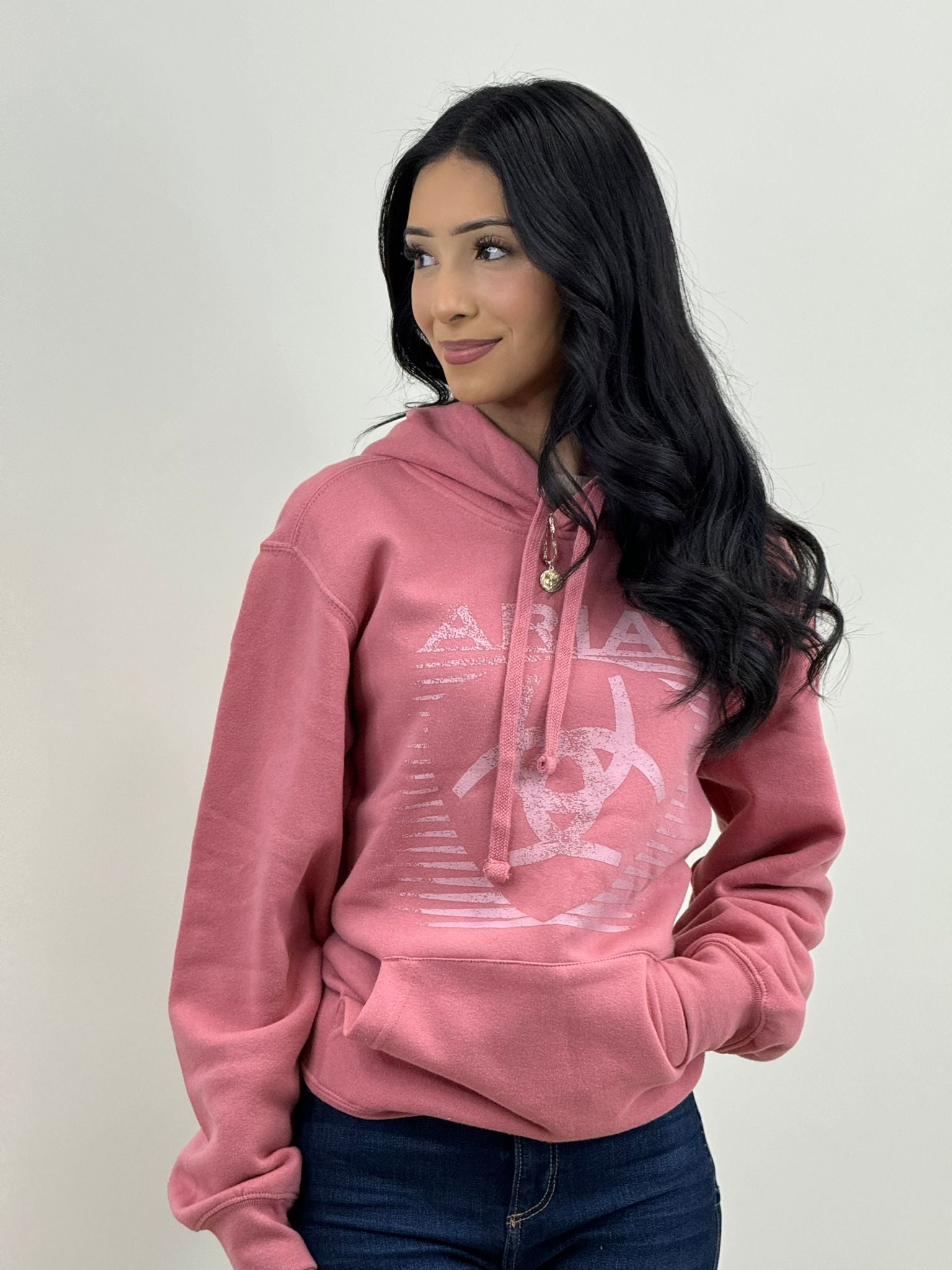 ARIAT REAL FADING LINES HOODIE DUSTY ROSE-6450