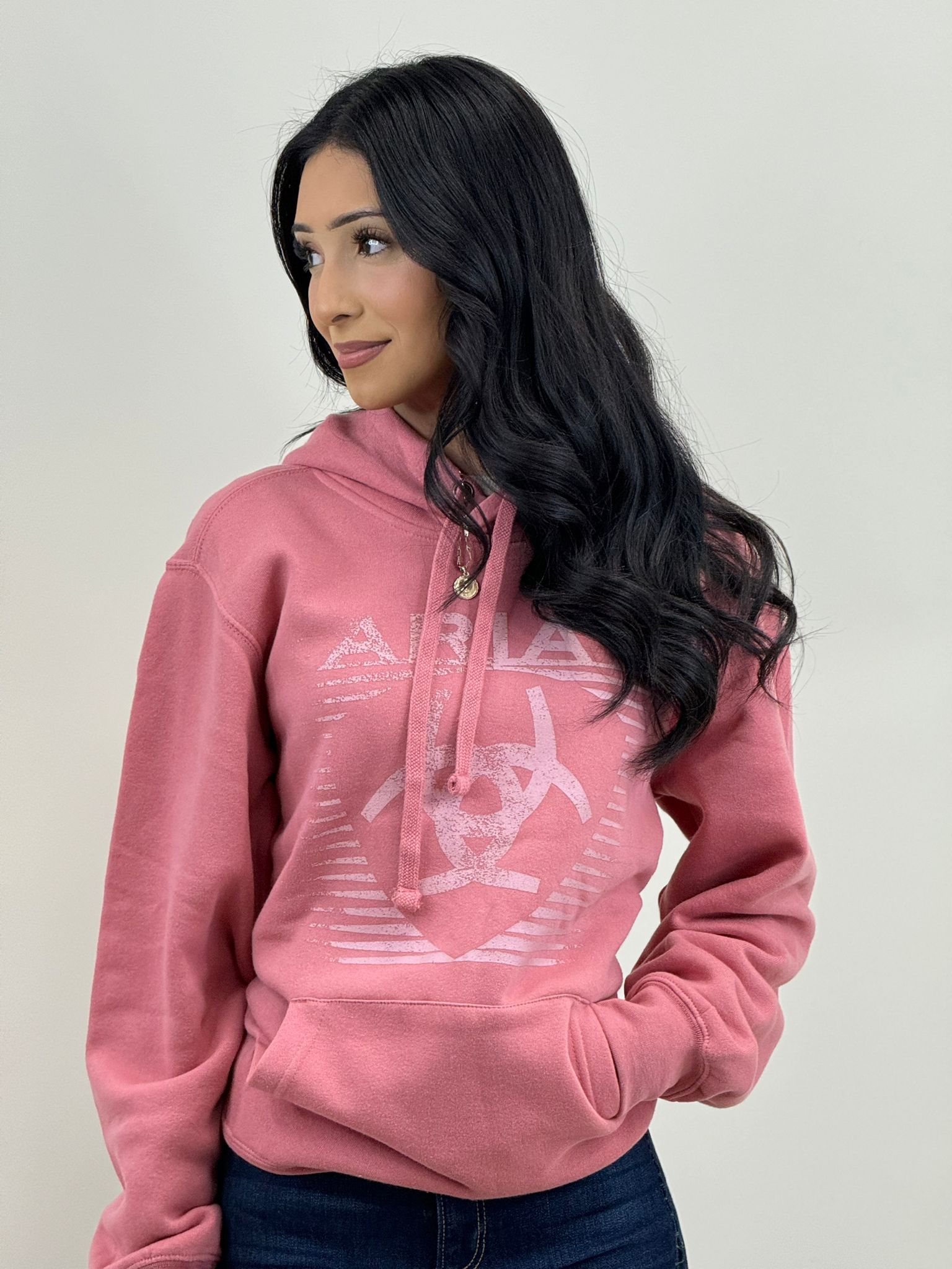 ARIAT REAL FADING LINES HOODIE DUSTY ROSE-6450