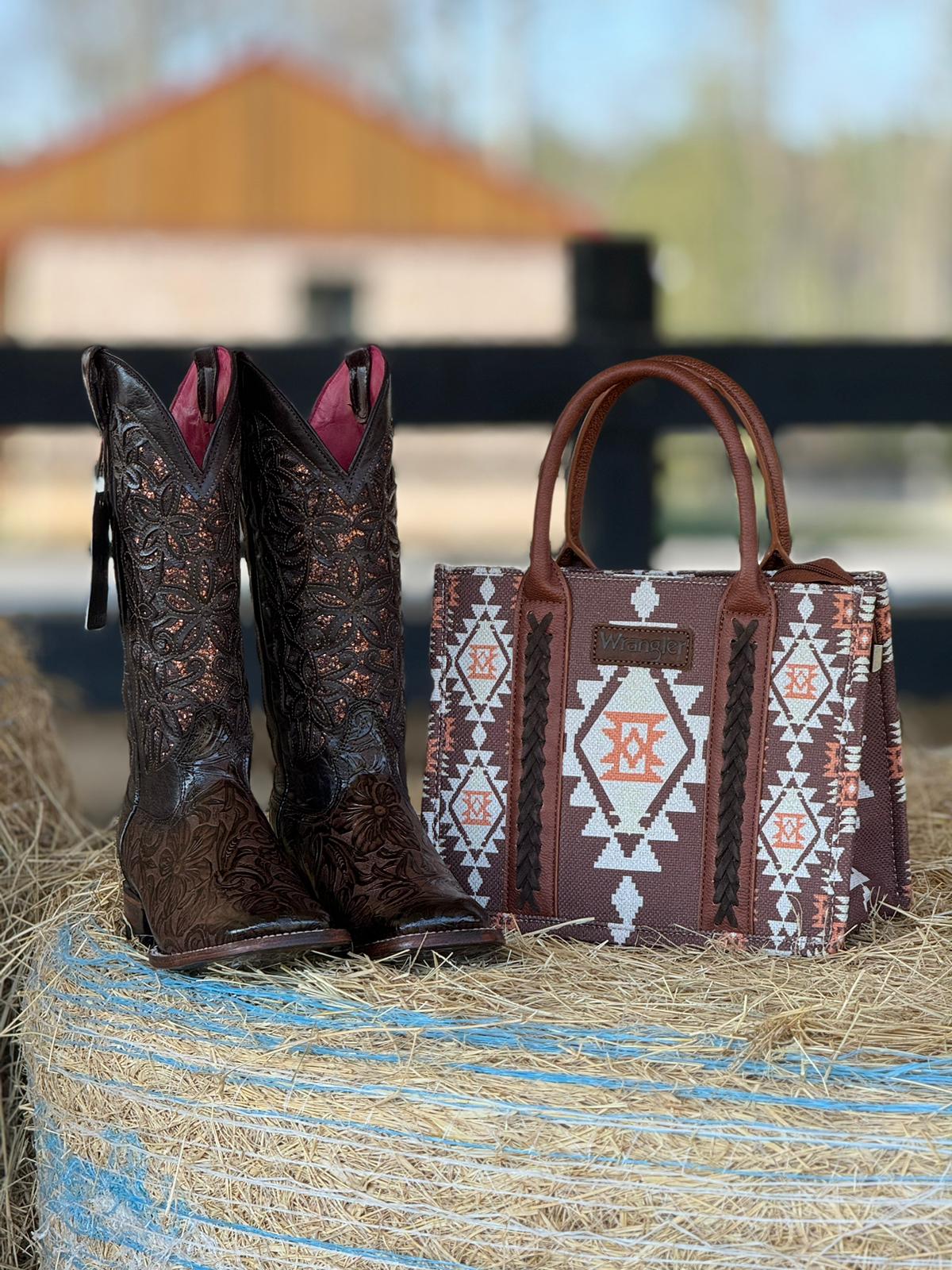 WOMENS FLOR DE LUZ HAND TOOLED BROWN SQUARE TOE ALMA