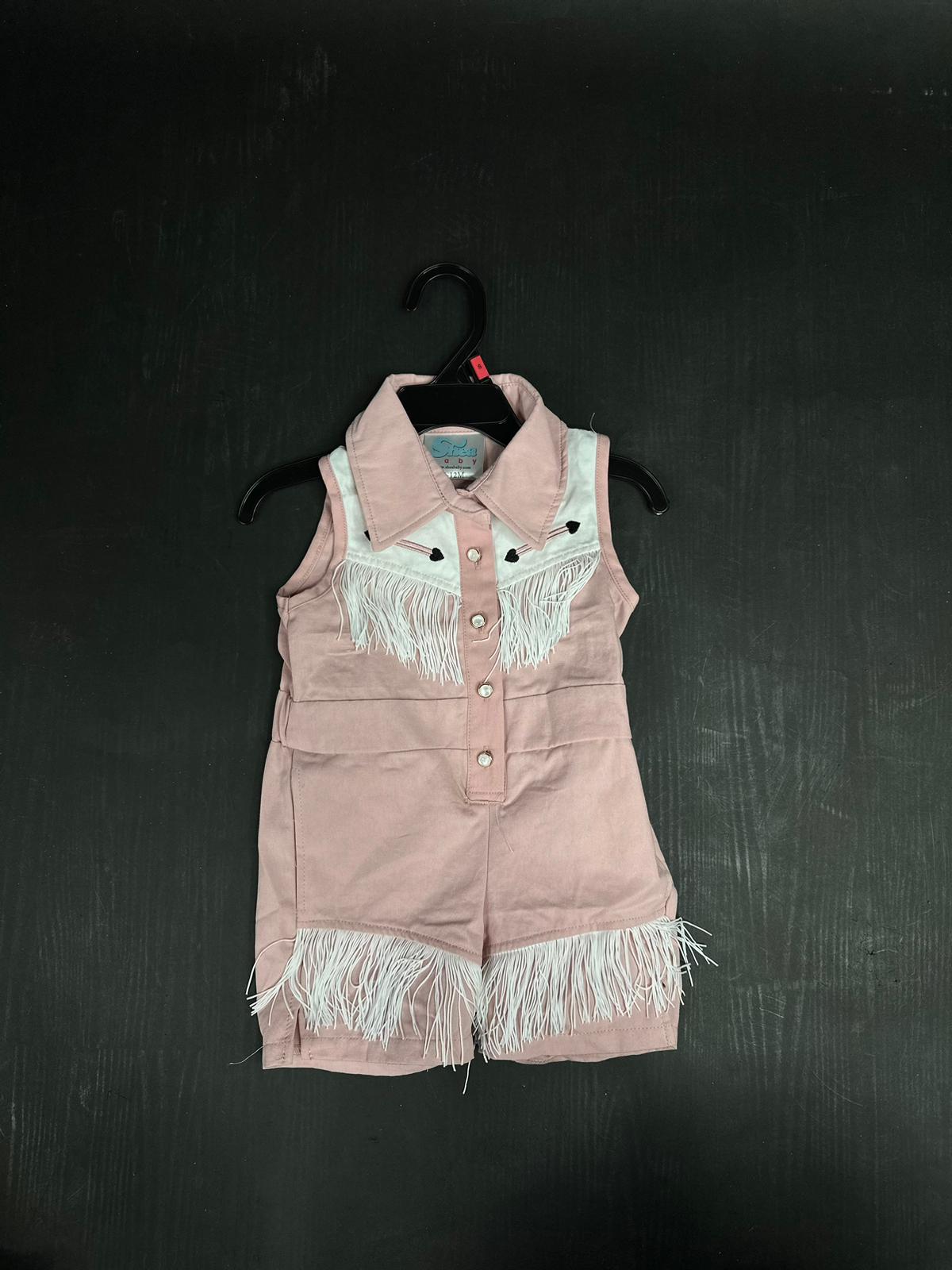 SHEA BABY ONESIE PINK FRINGE