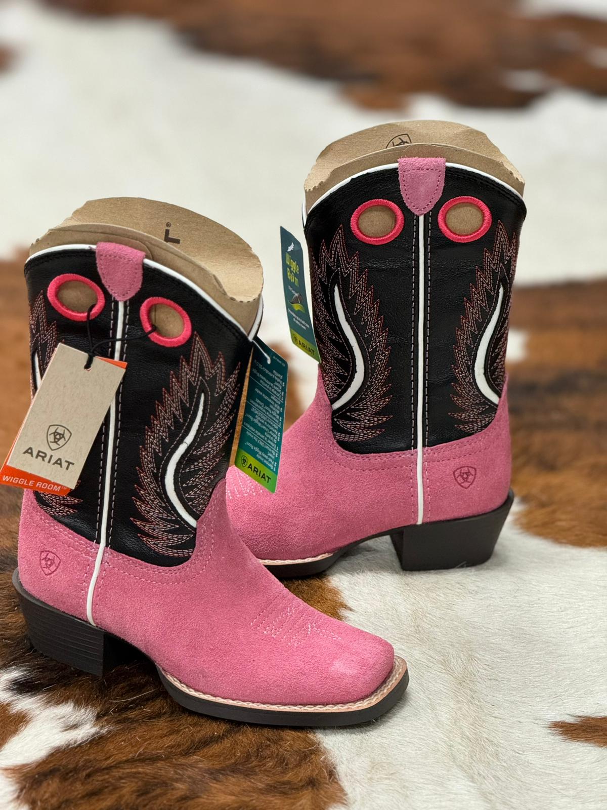 ARIAT FUTURITY FORT WORTH HAUTE PINK SUEDE MADISON AVENUE KIDS BOOT