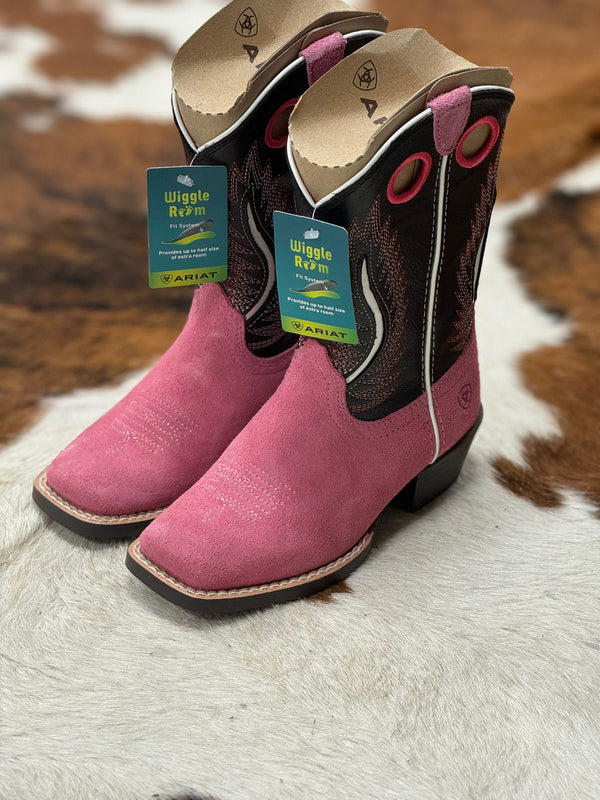 ARIAT FUTURITY FORT WORTH HAUTE PINK SUEDE MADISON AVENUE KIDS BOOT