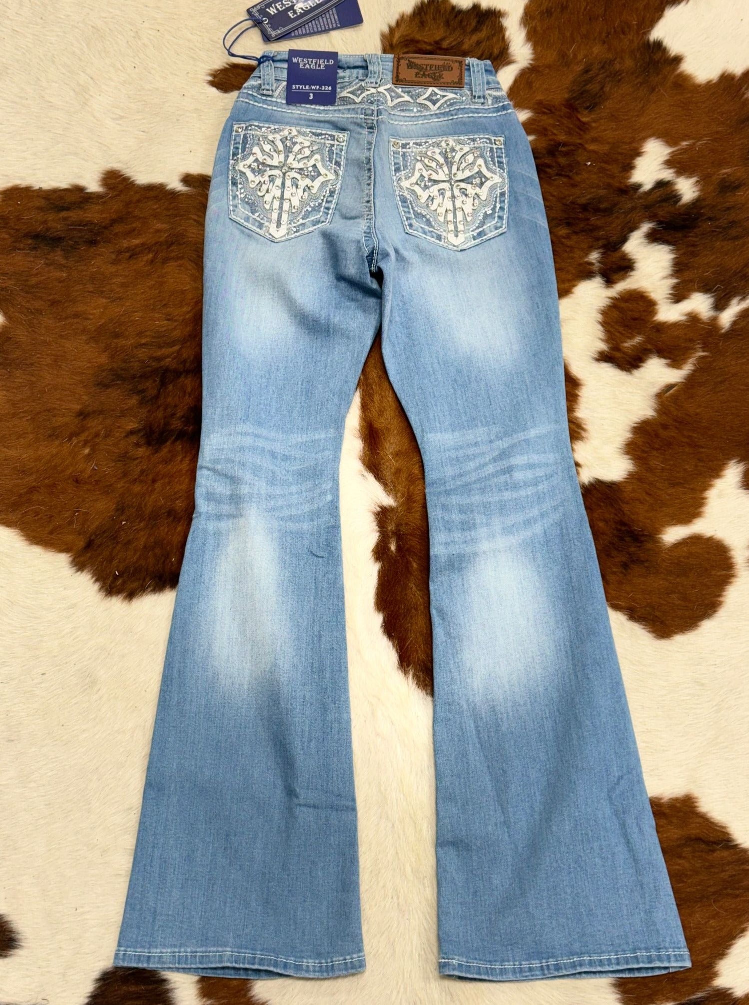 WESTFIELD EAGLE RHINESTONE LIGHT WASH BOOTCUT WOMEN JEANS WT-725